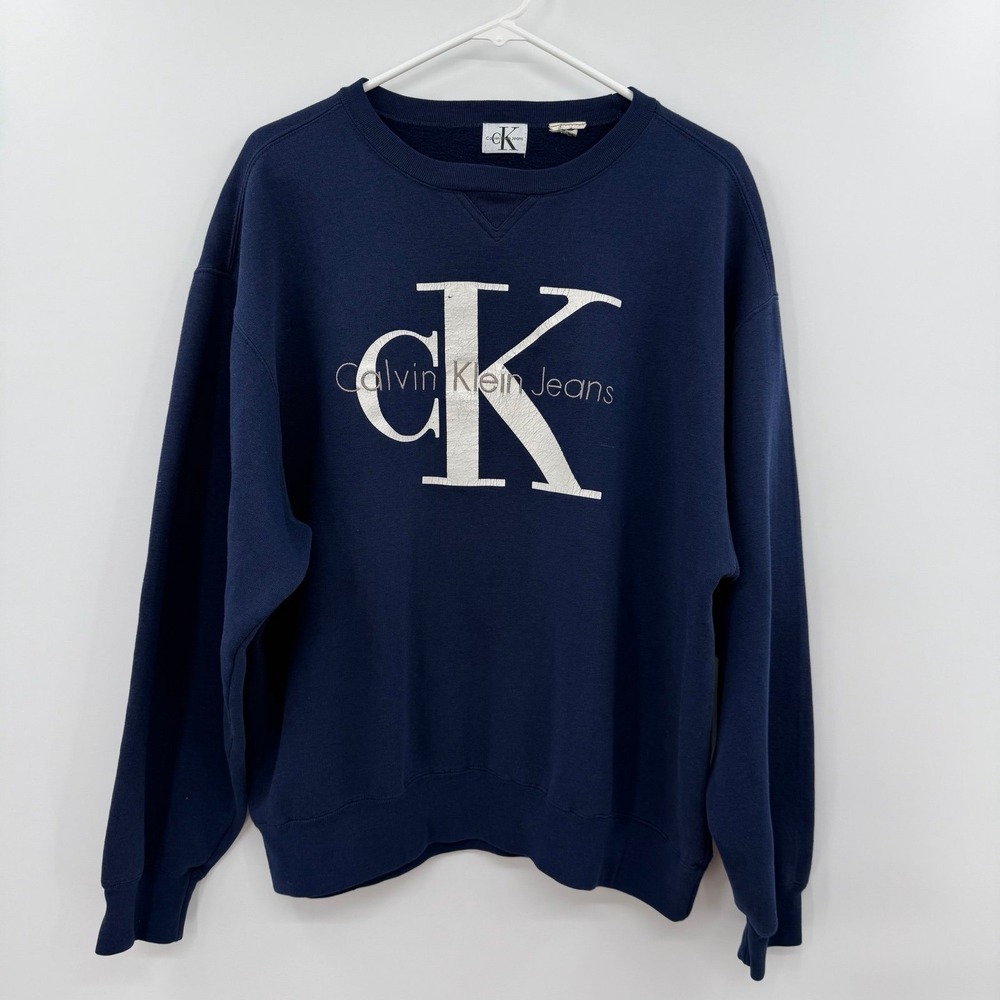 Calvin Klein vintage sweatshirt pullover blue embroidered